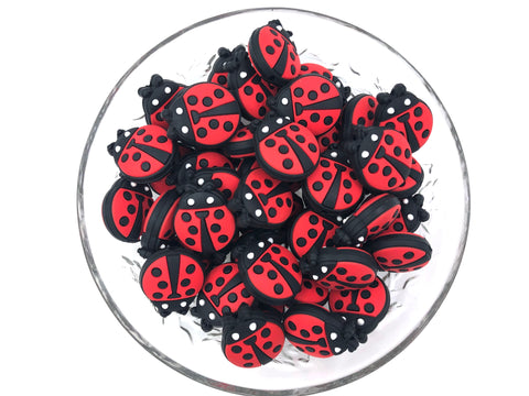 Red Ladybug Silicone Beads