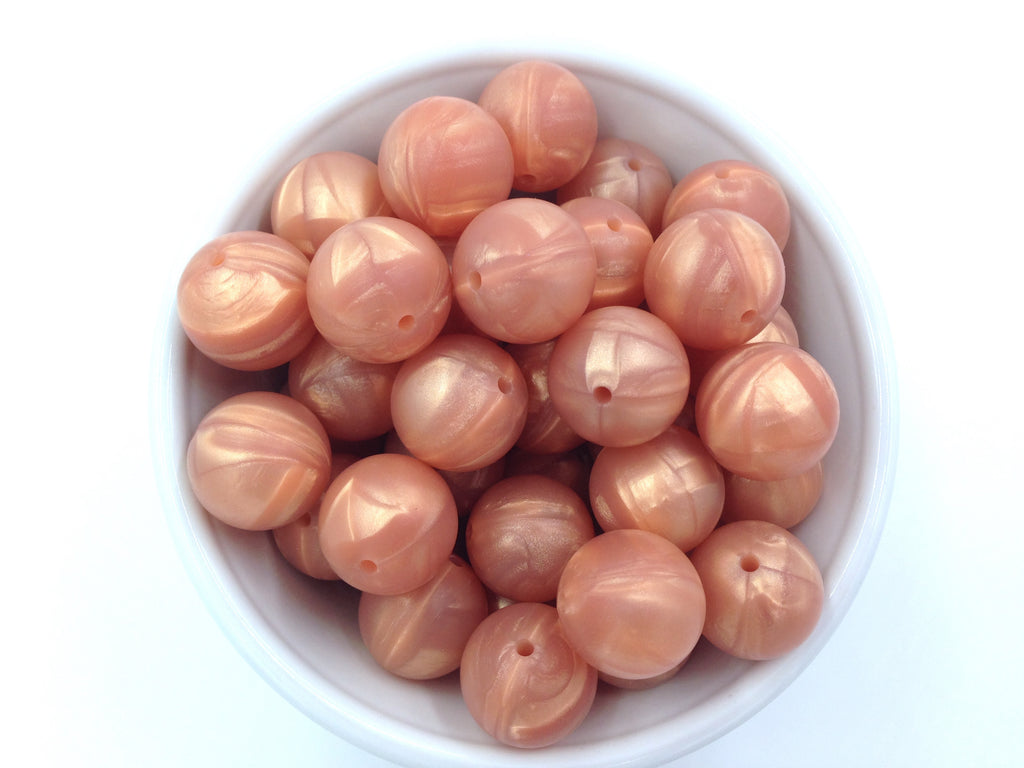19mm Metallic Rose Gold Silicone Beads