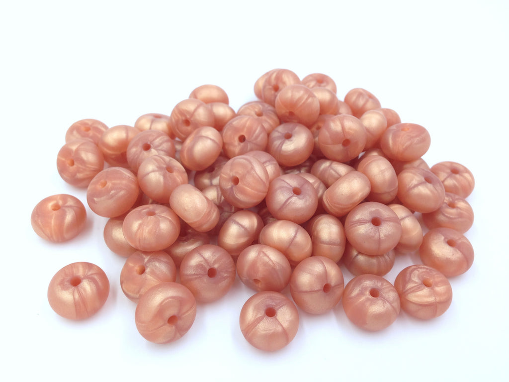 Metallic Rose Gold Mini Abacus Silicone Beads