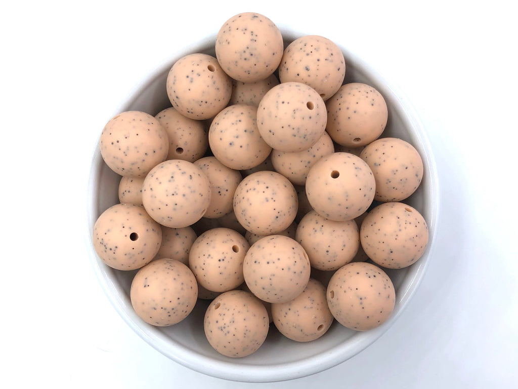 19mm Peach Speckled Silicone Beads