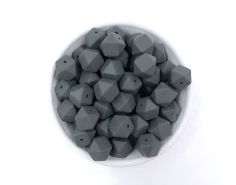 14mm Charcoal Gray Mini Hexagon Silicone Beads