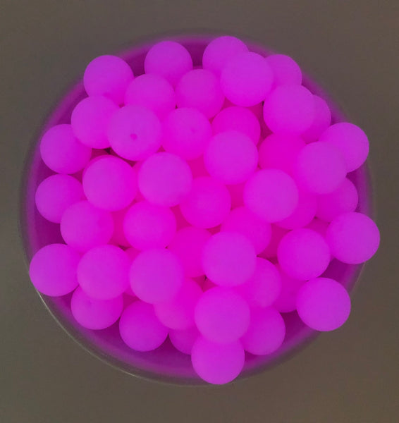 15mm GLITTER Neon Purple Silicone Beads, Purple Round Silicone