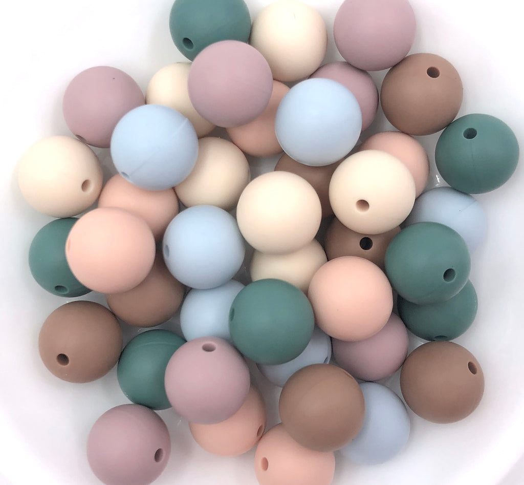 Boho Silicone Bead Mix-- Beige, Peach, Caramel, Pine, Icicle, Vintage Mauve