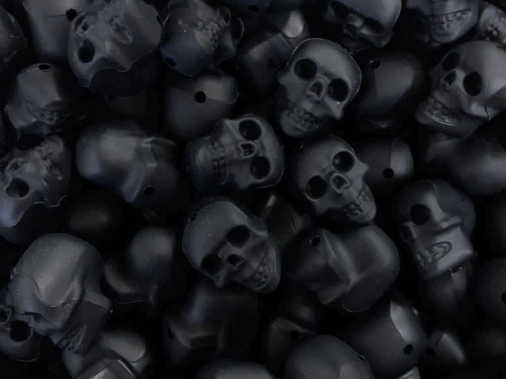 Skull Silicone Beads--Black