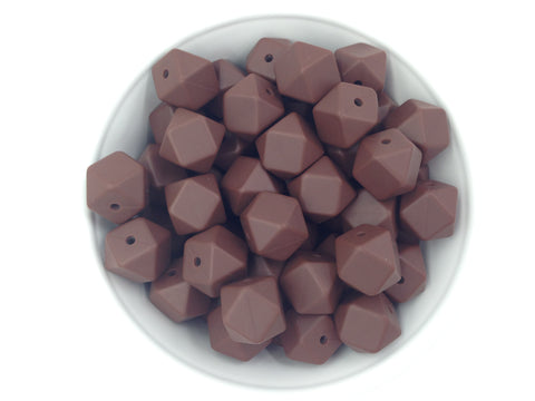 14mm Brown Hexagon Silicone Beads