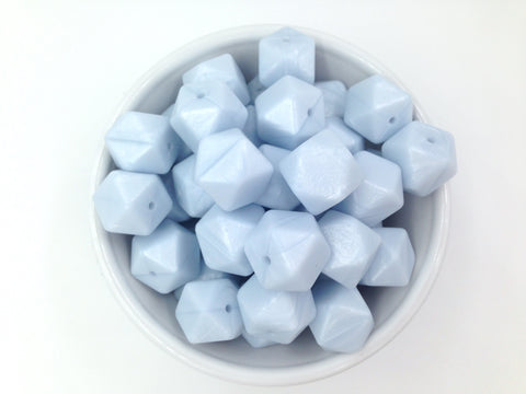 Baby Blue Pearl Hexagon Silicone Beads