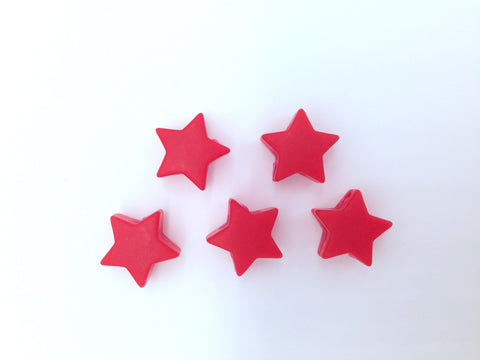 5 Red Mini Star Silicone Beads