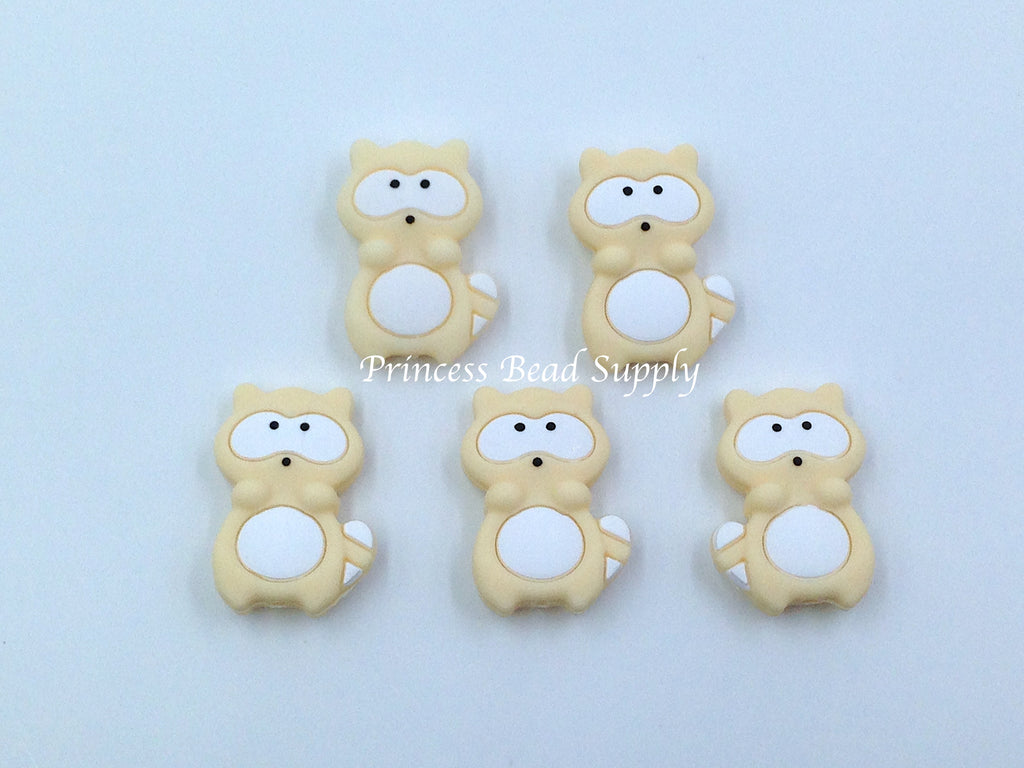SALE--Beige Raccoon Silicone Beads
