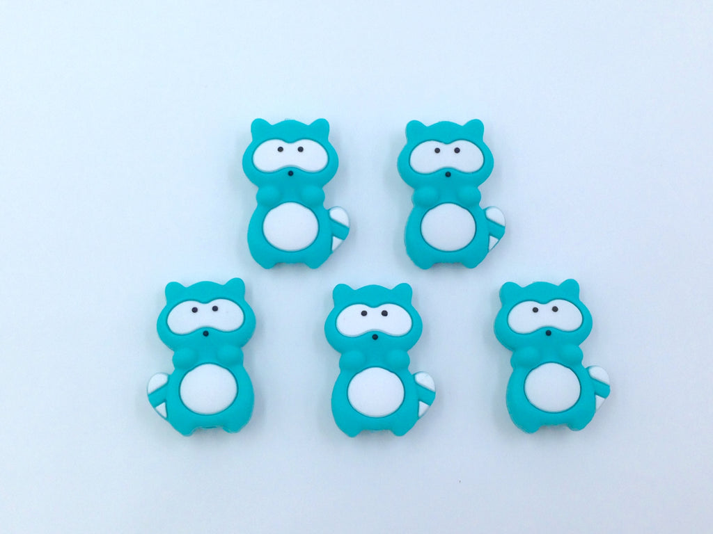 SALE--Turquoise Raccoon Silicone Beads