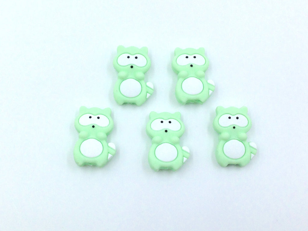 SALE--Mint Raccoon Silicone Beads