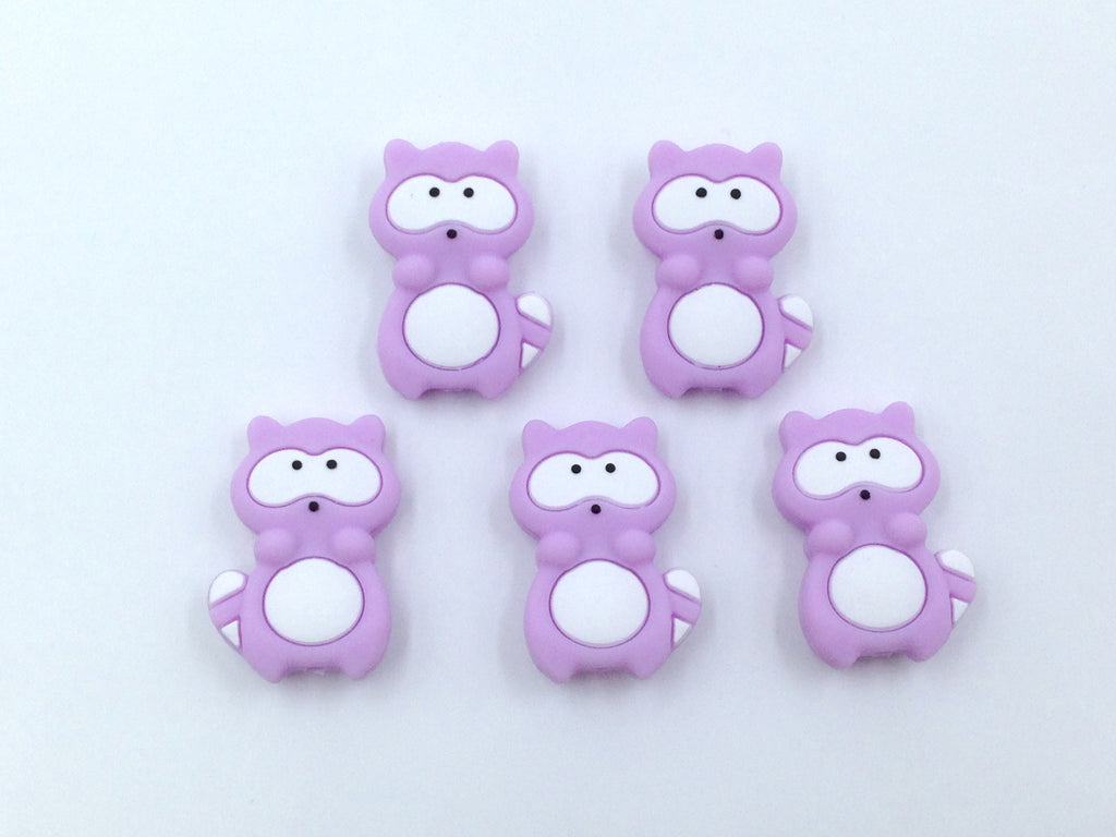 Sweet Lilac Raccoon Silicone Beads