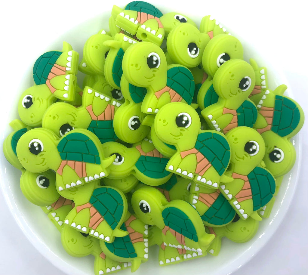 Light Green Turtle Silicone Beads