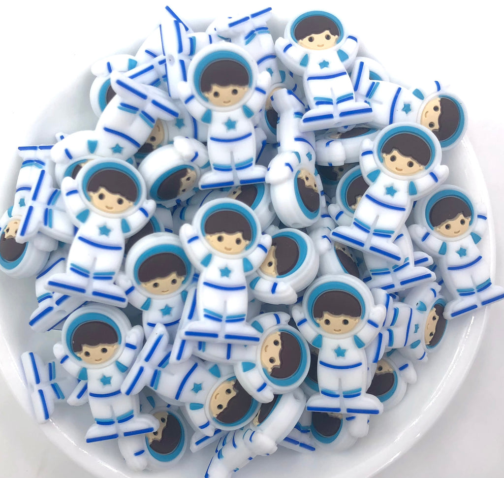 Astronaut Silicone Beads--Light Blue