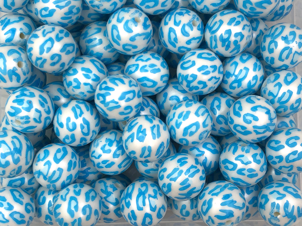20mm Light Blue Leopard Chunky Beads