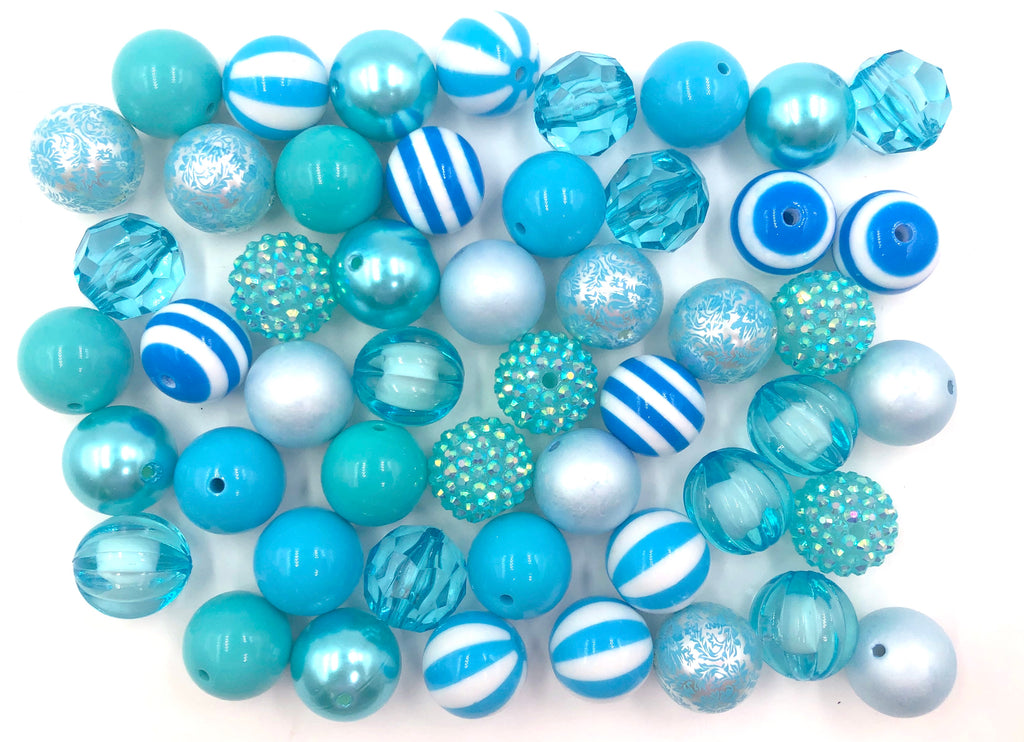20mm Light Blue Bulk Chunky Bead Mix