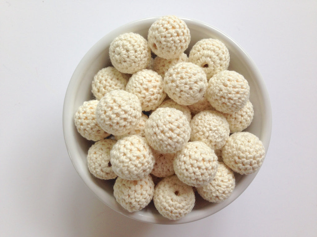 Beige Crochet Wood Beads