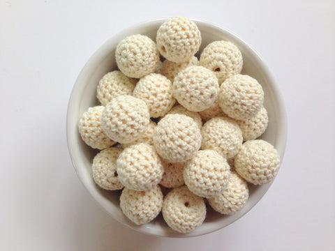Beige Crochet Wood Beads