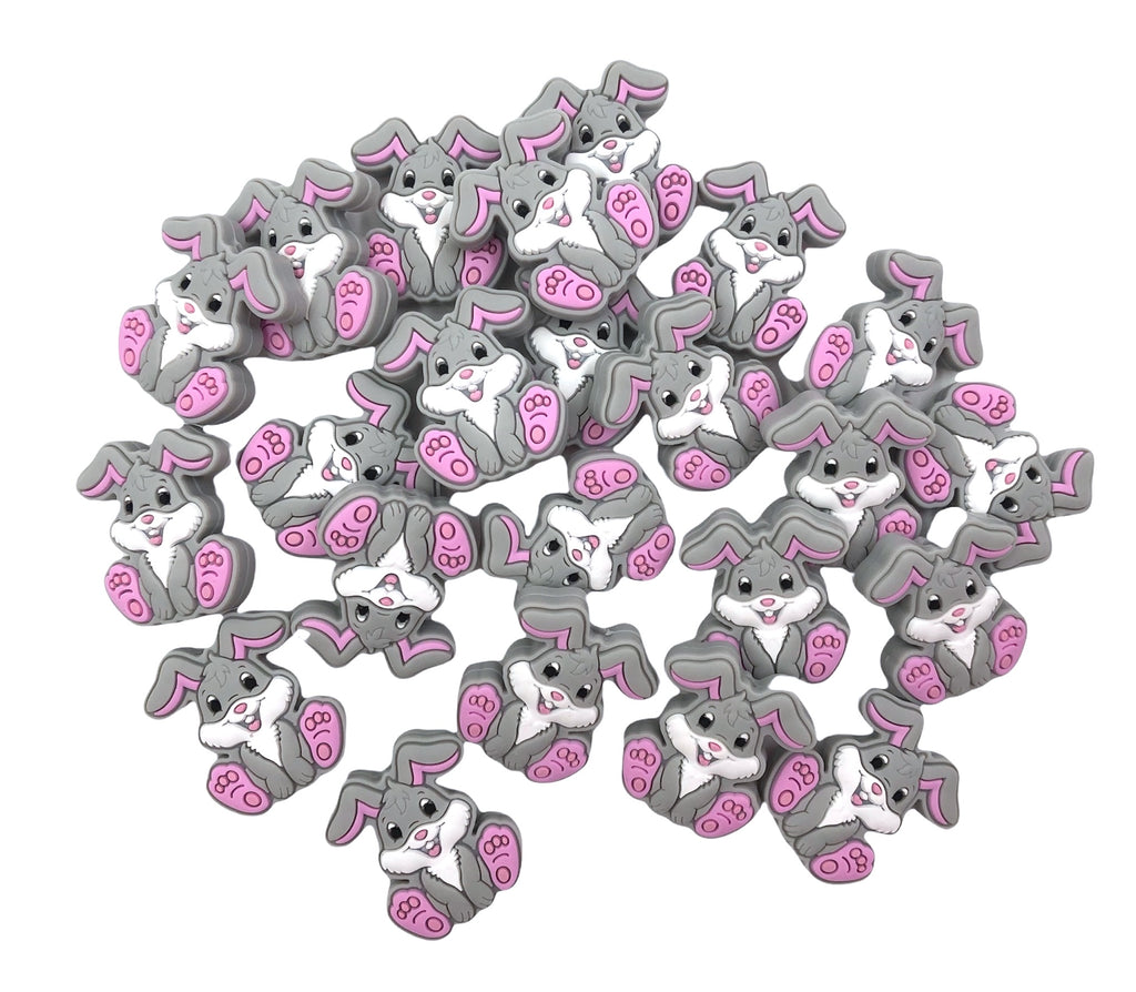 Light Gray Bunny Silicone Beads