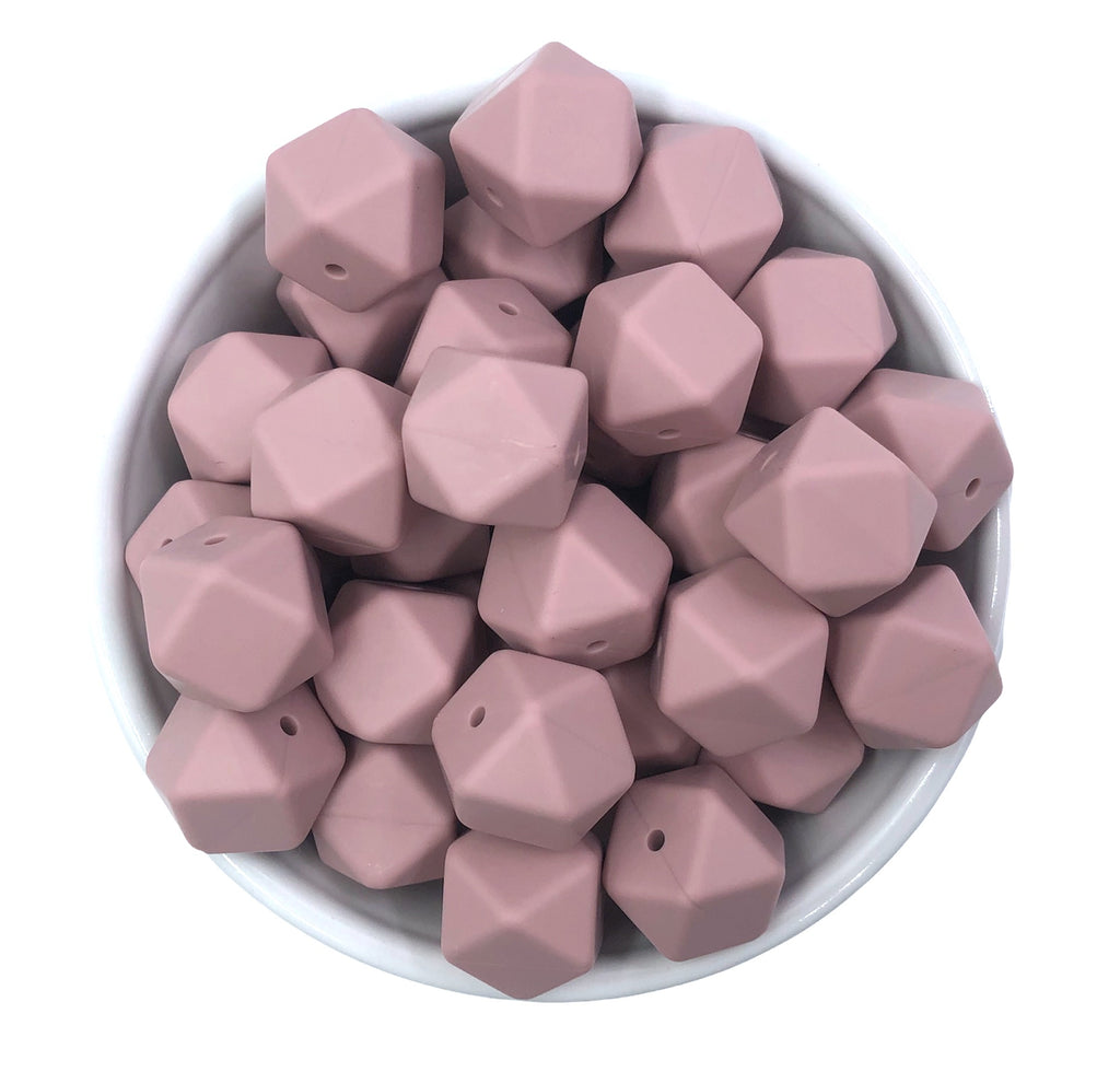 Vintage Mauve Hexagon Silicone Beads
