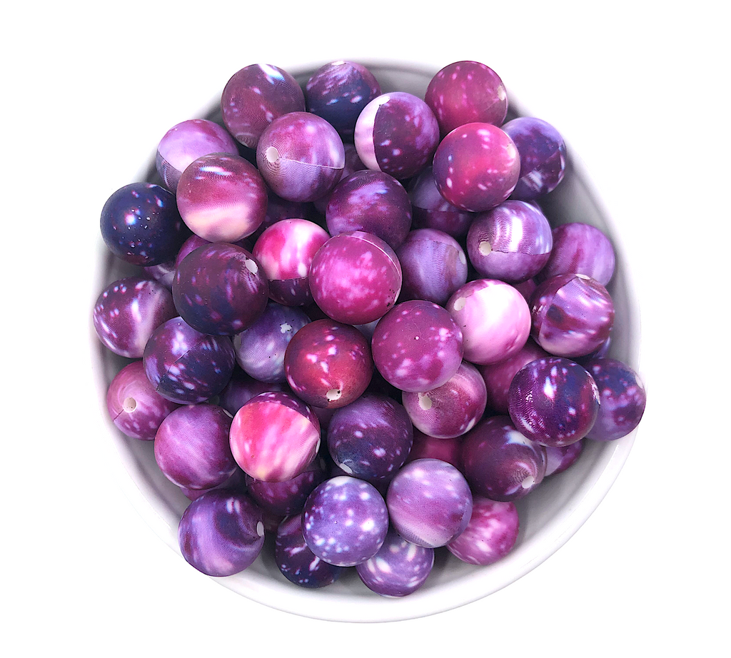 15mm Purple Galaxy Silicone Beads