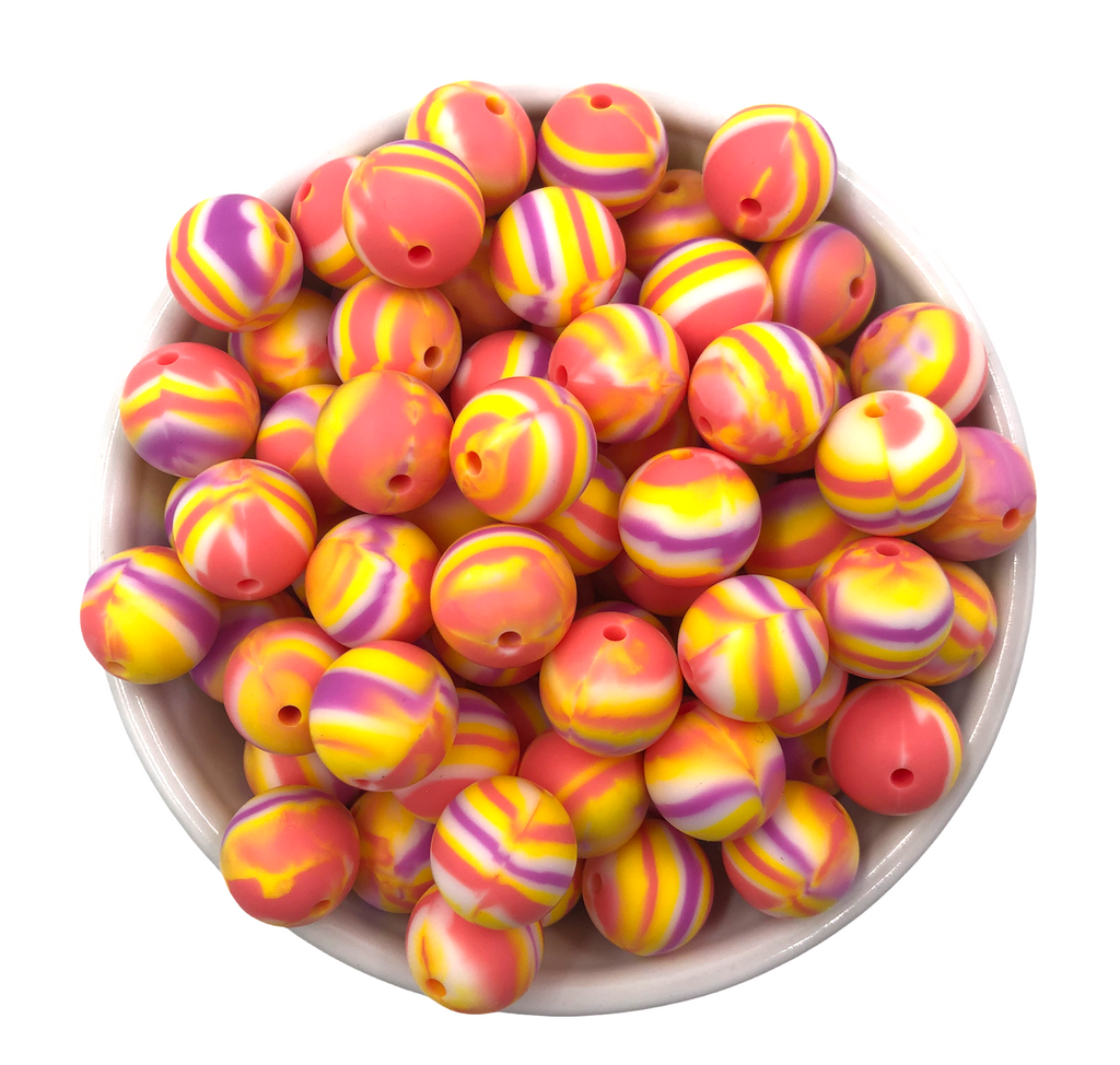 15mm Salmon Swirl Silicone Beads