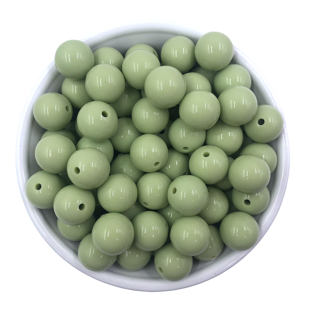 15mm Sage Gloss Silicone Beads