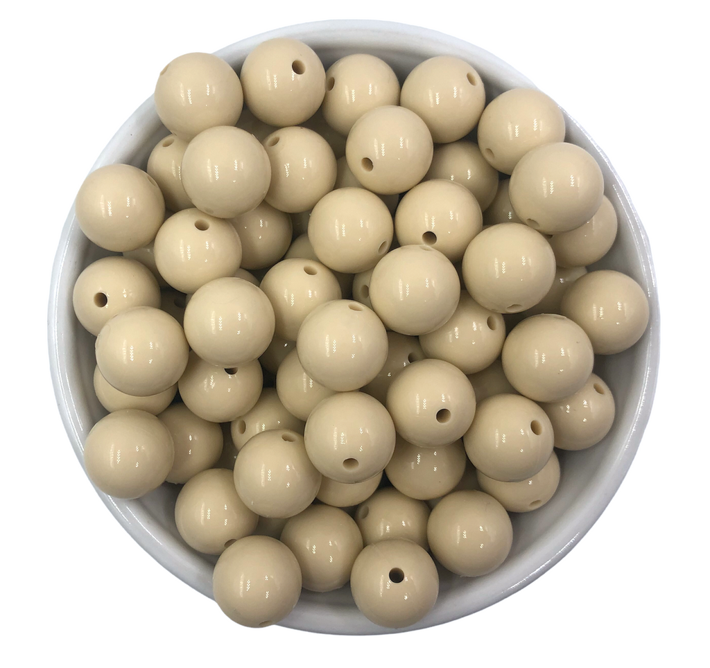 15mm Oatmeal Gloss Silicone Beads