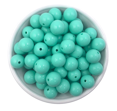 15mm Mint Gloss Silicone Beads