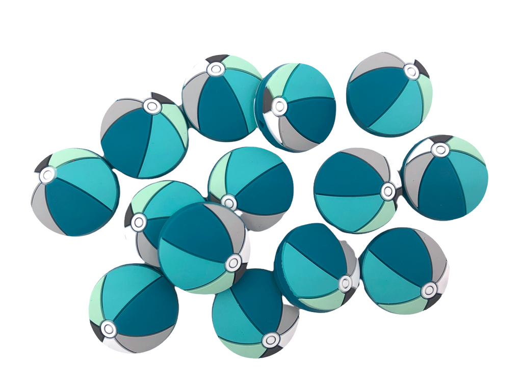 Turquoise Beach Ball Silicone Beads