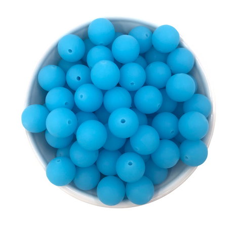 12mm Neon Blue Glow in the Dark Silicone Beads