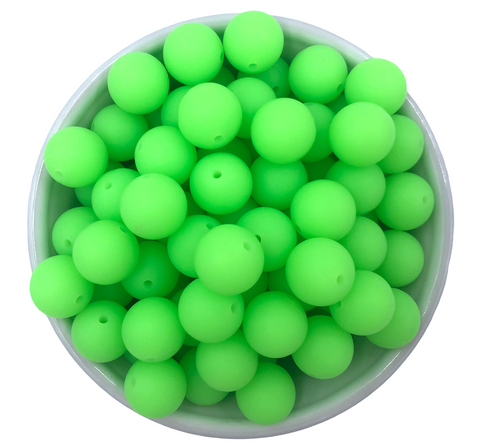 12mm Neon Green Glow in the Dark Silicone Beads