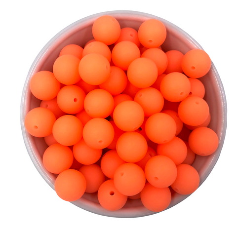 15mm Neon Orange Glow in the Dark Silicone Beads