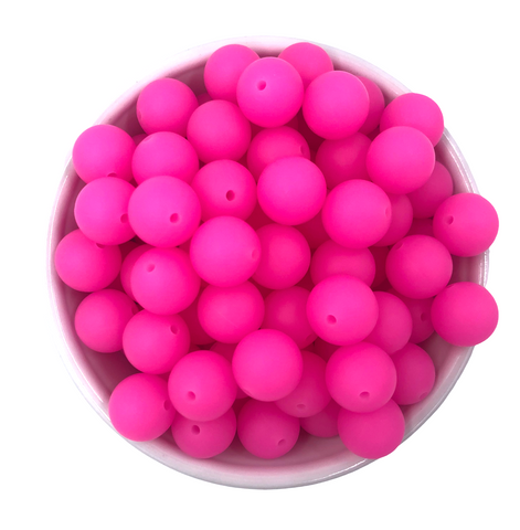 15mm Neon Pink Glow in the Dark Silicone Beads