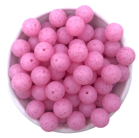 Pink Glitter Silicone Beads