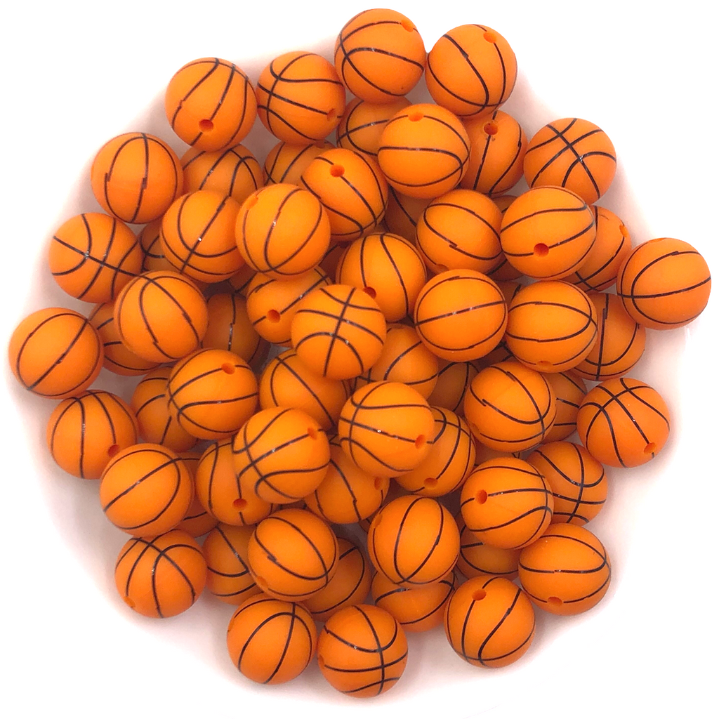 15mm Basketball Printed Silicone Beads