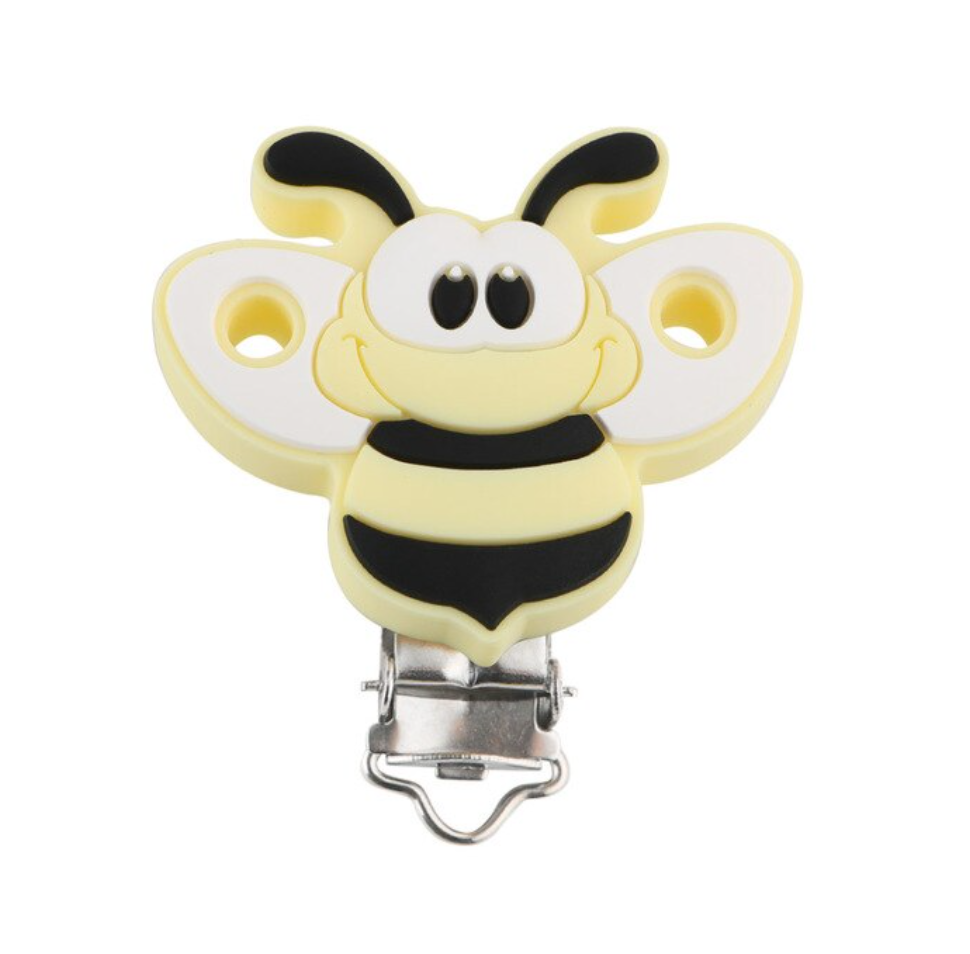 Light Yellow Bumblebee Silicone Pacifier Clip