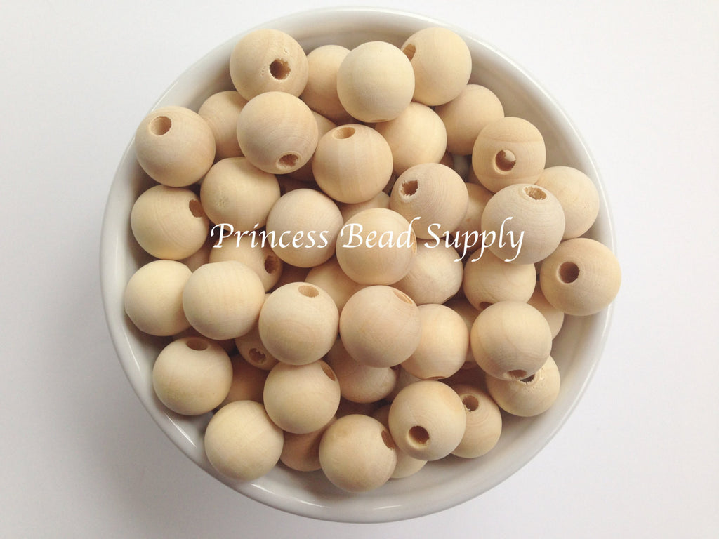 16mm Natural Wood Round Beads