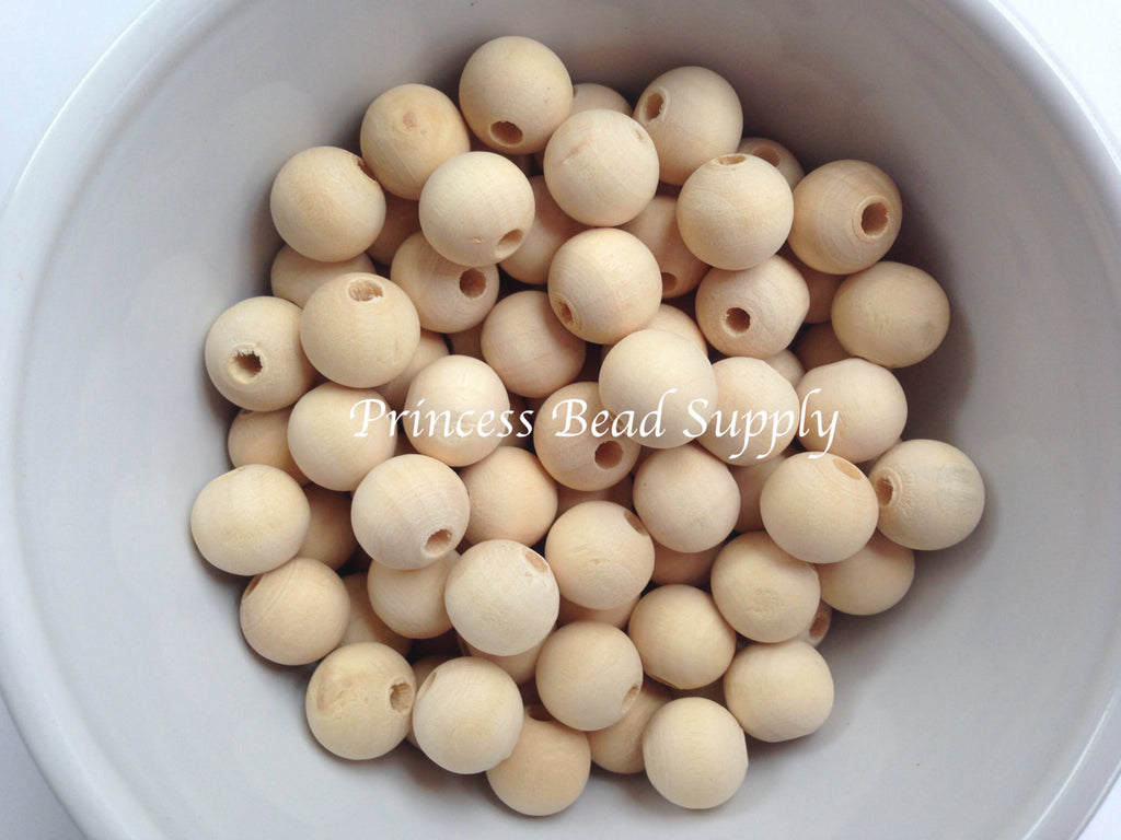 12mm Natural Wood Round Beads