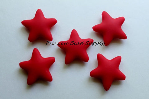 Red Star Silicone Beads