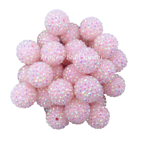 20mm Baby Pink AB Rhinestone Chunky Beads