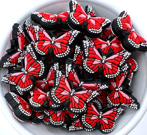 Butterfly Silicone Beads--Red