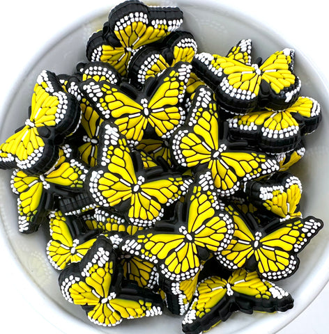 Butterfly Silicone Focal Beads--Yellow