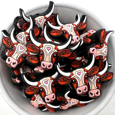 Long Horn Cow Silicone Focal Beads