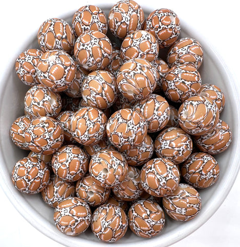 All Over Football Print Silicone Beads--15mm