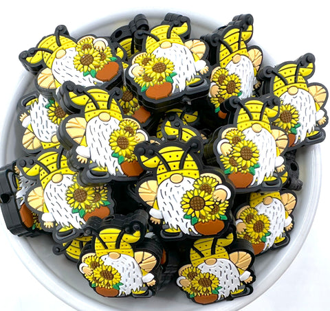 Sunflower Bumble Bee Gnome Silicone Focal Beads