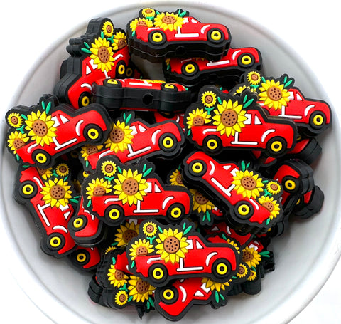 Sunflower Truck Silicone Focal Beads
