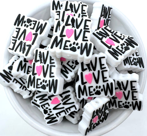 Live Love Meow Silicone Focal Beads