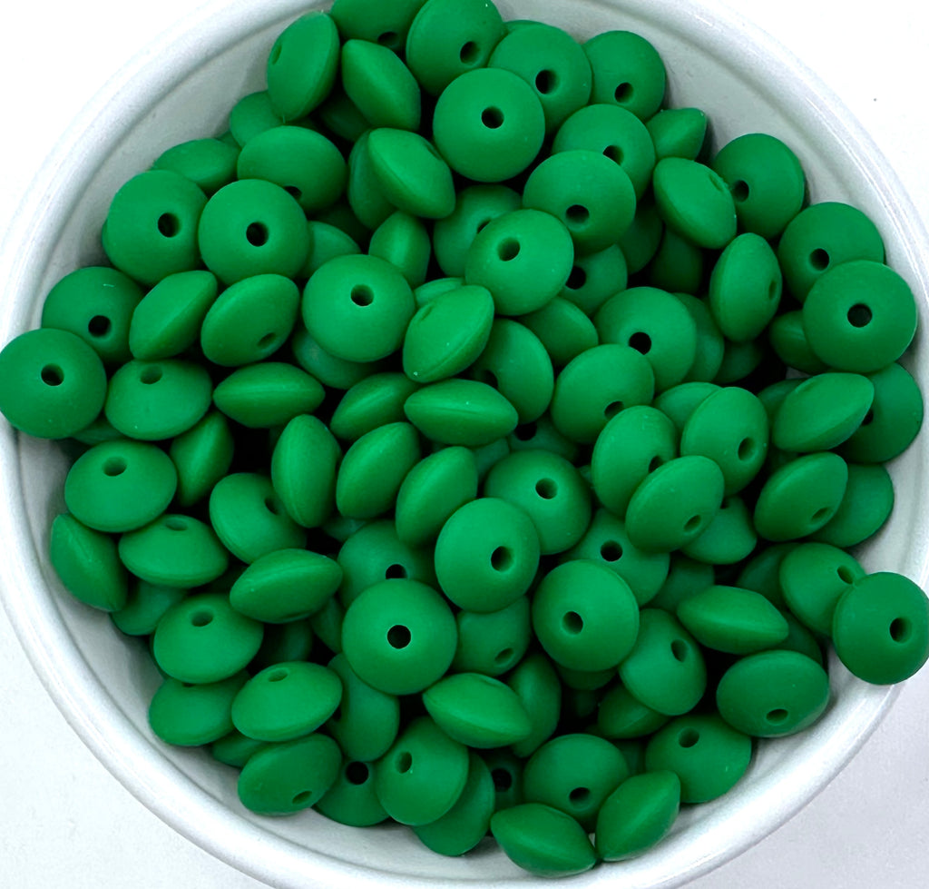 Jungle Green Saucer Silicone Beads