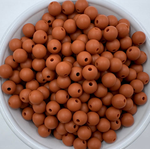 9mm Spice Brown Silicone Beads