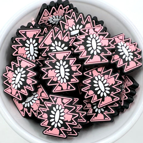 Western Aztec Silicone Focal Beads--Light Pink